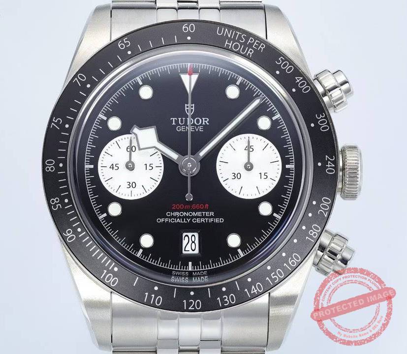 tudor black bay chrono black dial superclone