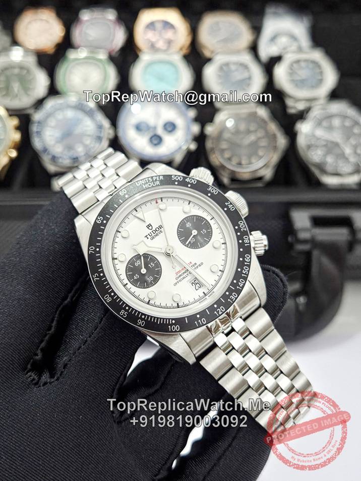 tudor black bay chrono white dial replica