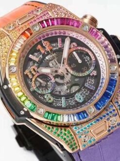 Hublot unico king gold rainbow watch
