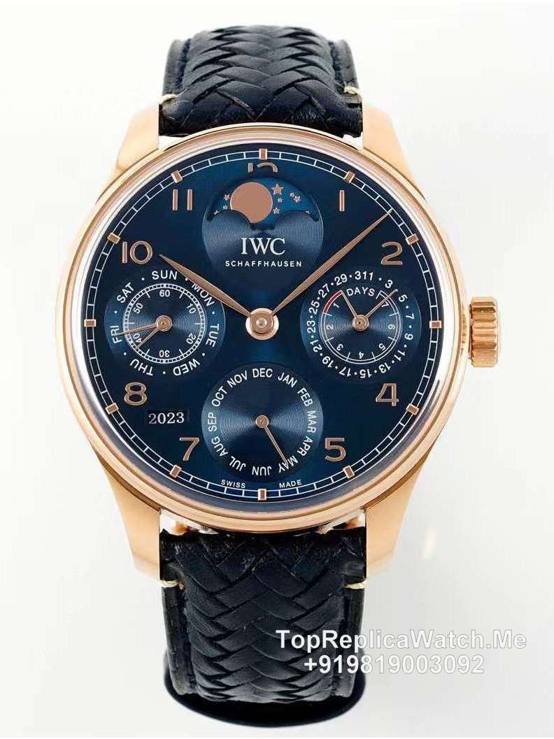 IWC Portugieser Perpetual Calendar blue dial watch