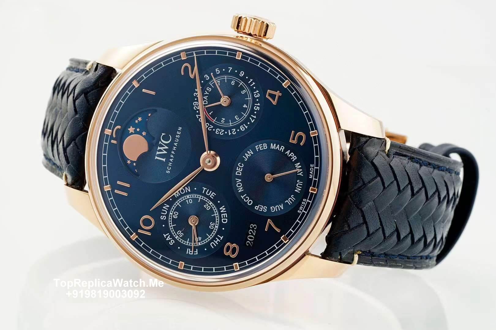 IWC Portugieser Perpetual Calendar blue leather strap