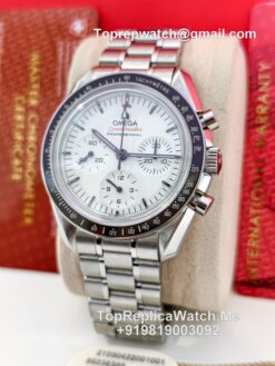 omega moonwatch white dial watch